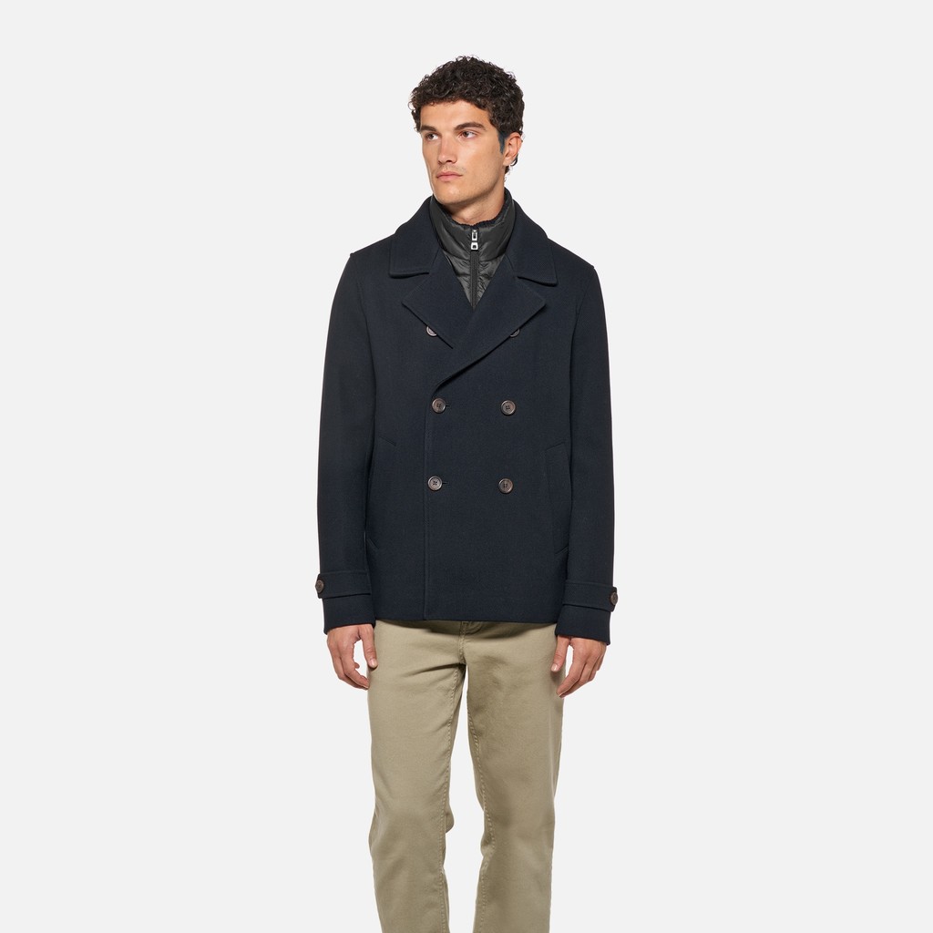 Long woollen coat MONREALE MAN Sky captain - image number 2 | GEOX