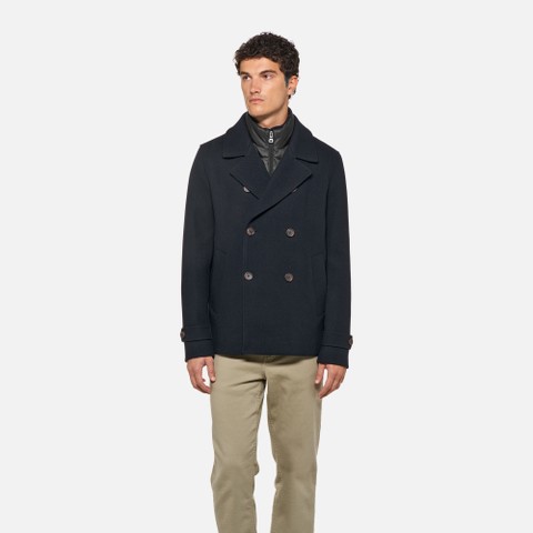 Long woollen coat MONREALE MAN Sky captain - image number 2 | GEOX