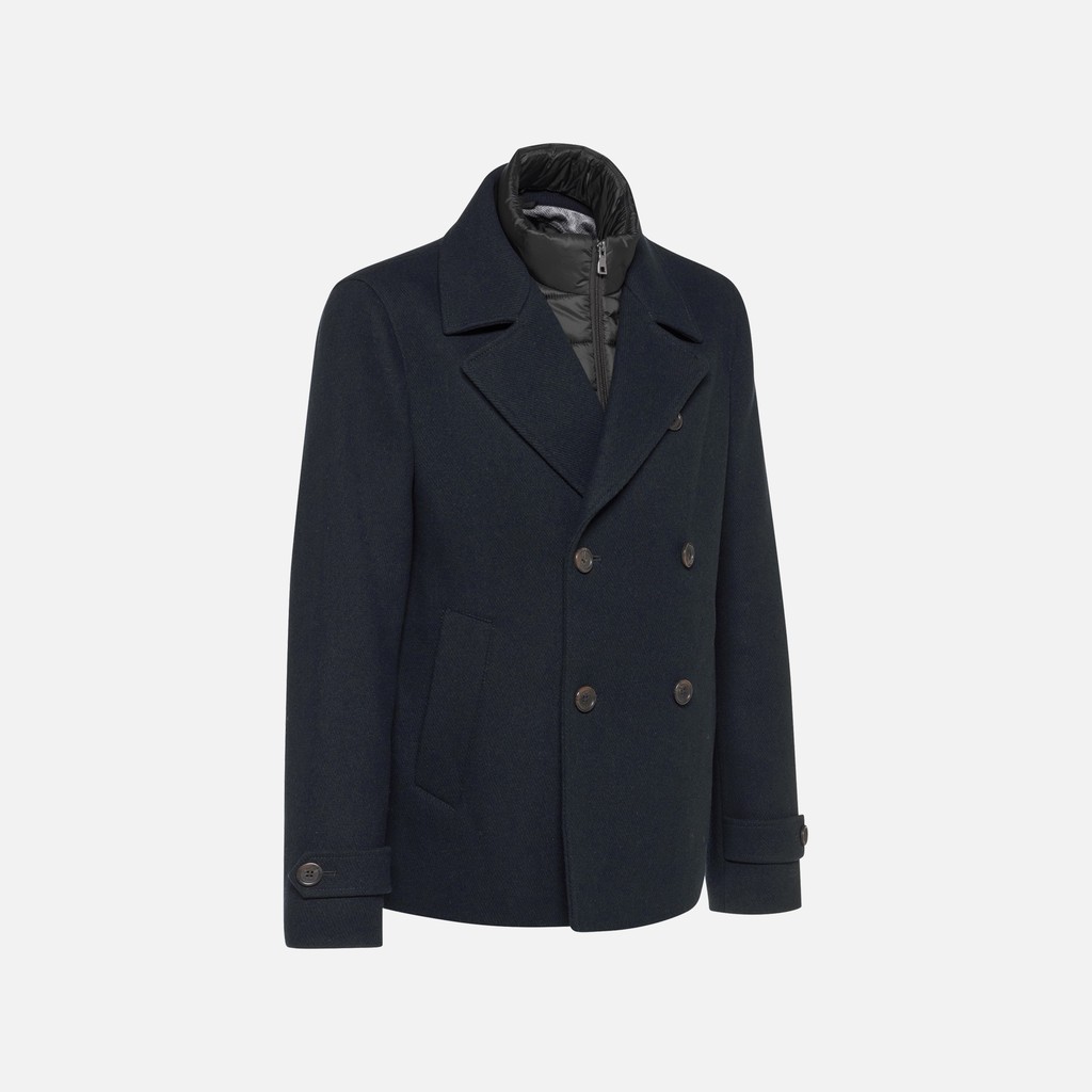 Long woollen coat MONREALE MAN Sky captain - image number 7 | GEOX