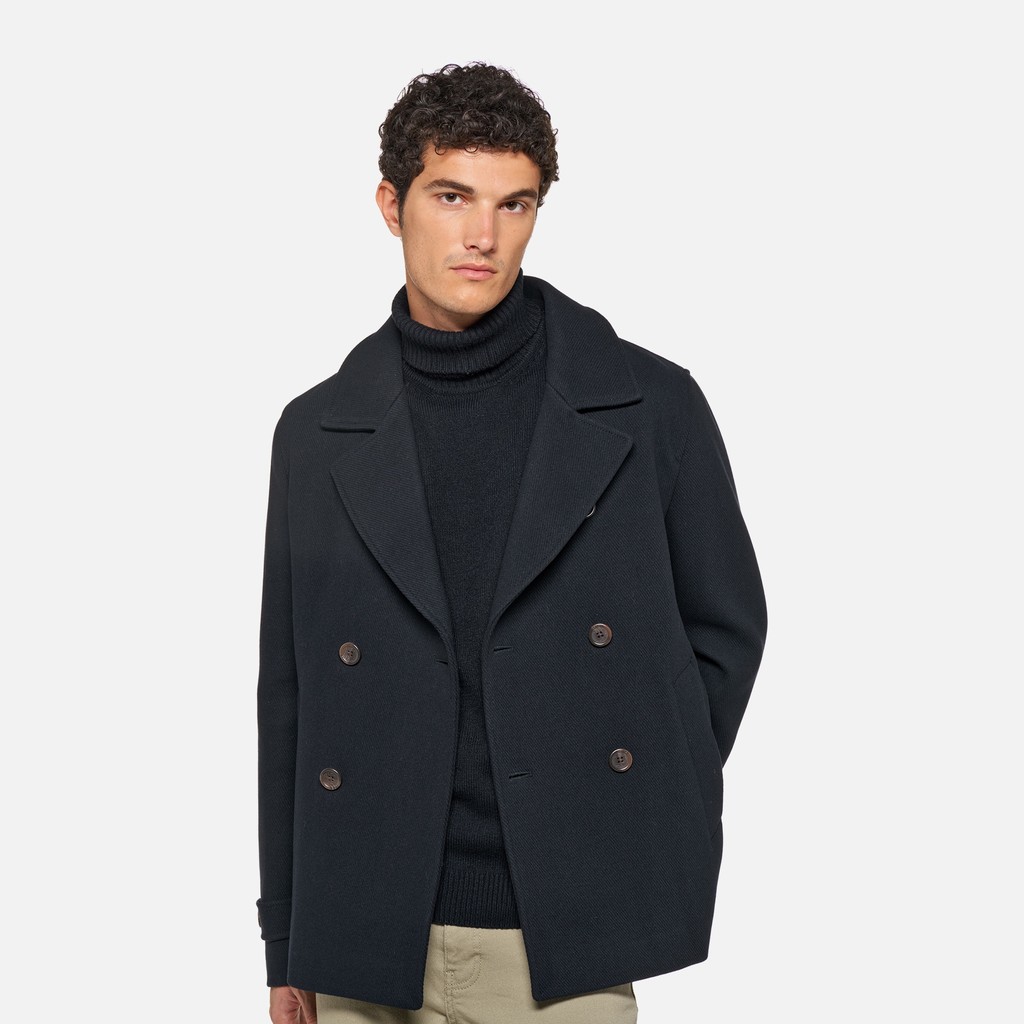 Long woollen coat MONREALE MAN Sky captain - image number 4 | GEOX
