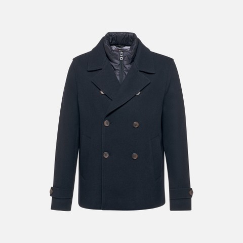 Long woollen coat MONREALE MAN Vineyard Wine - image number 5 | GEOX