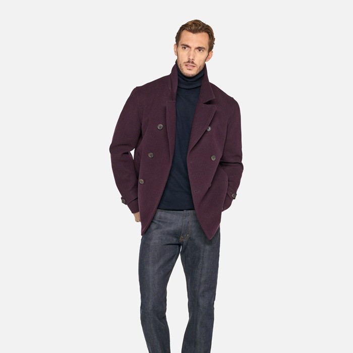 Long woollen coat MONREALE MAN Vineyard Wine | GEOX