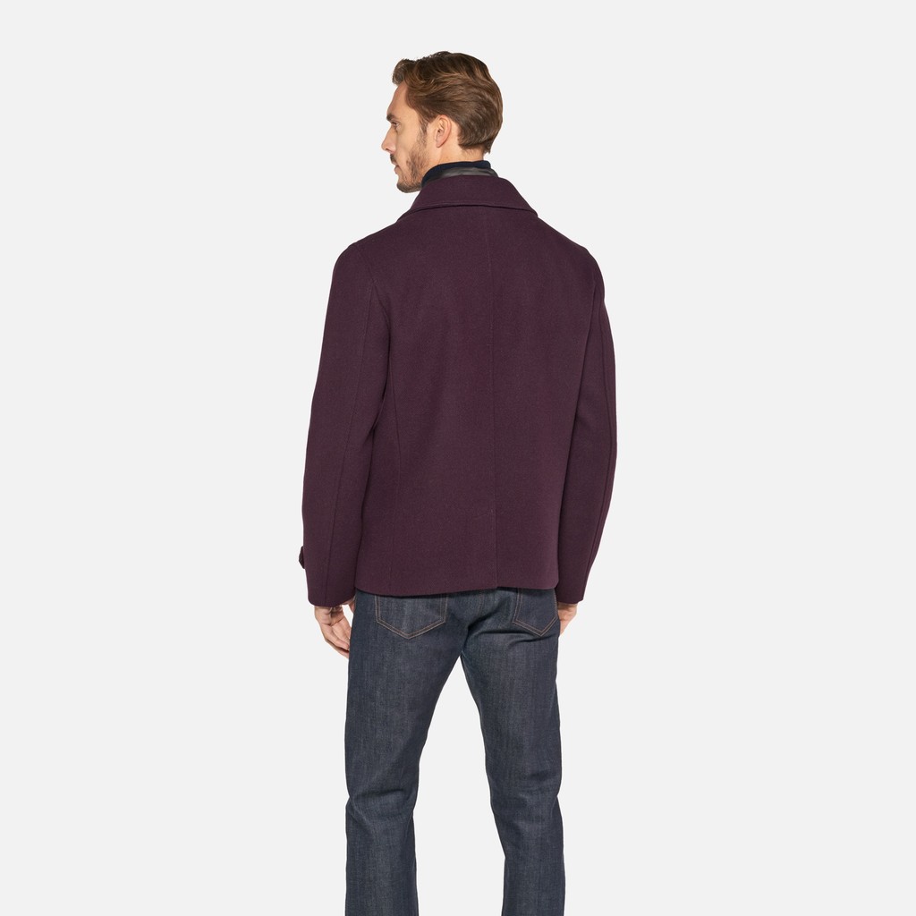 Long woollen coat MONREALE MAN Vineyard Wine - image number 2 | GEOX
