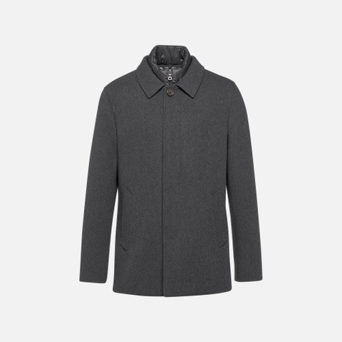 Long woollen coat MONREALE MAN Dark melange Gray - image number 4 | GEOX