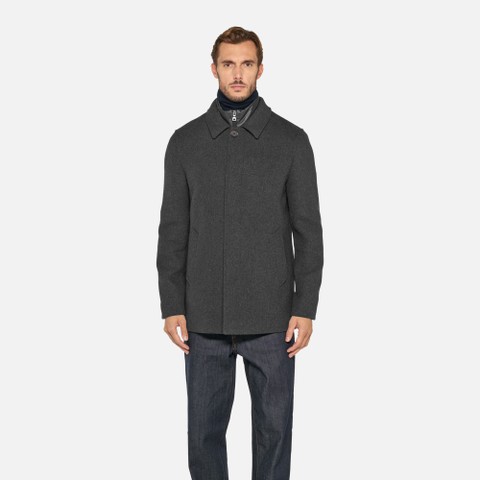 Long woollen coat MONREALE MAN Dark melange Gray - image number 1 | GEOX