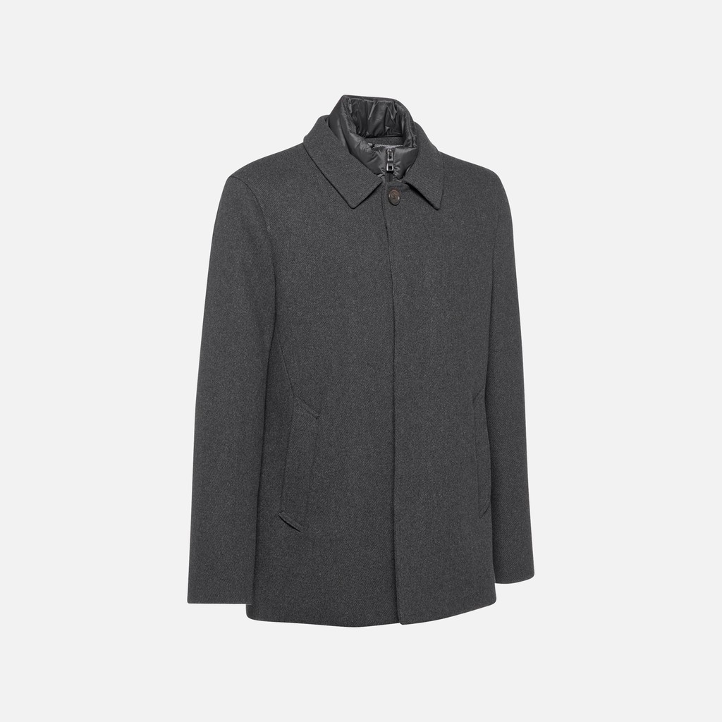 Long woollen coat MONREALE MAN Dark melange Gray - image number 5 | GEOX