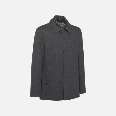 Long woollen coat MONREALE MAN Dark melange Gray - image number 5 | GEOX