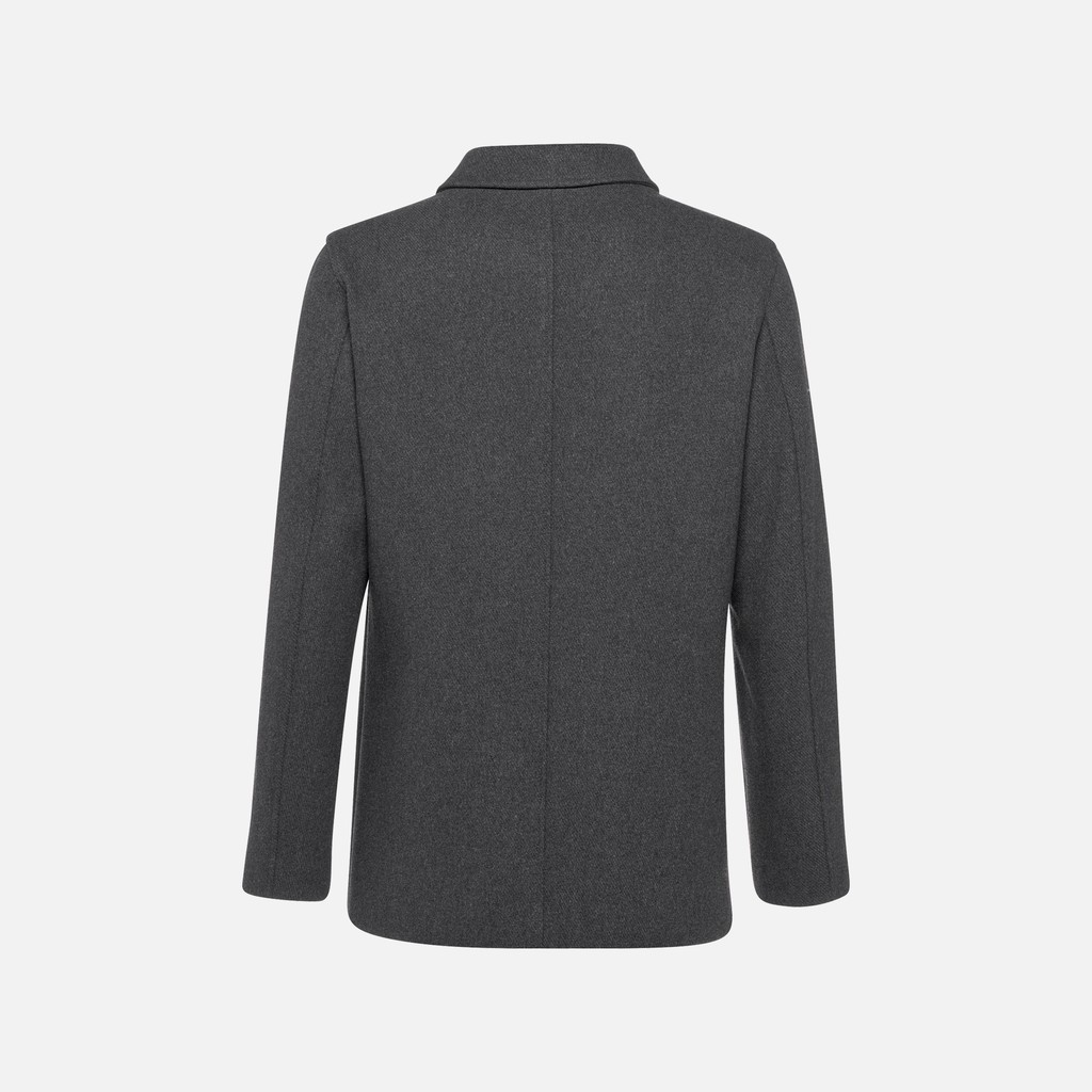Long woollen coat MONREALE MAN Dark melange Gray - image number 6 | GEOX
