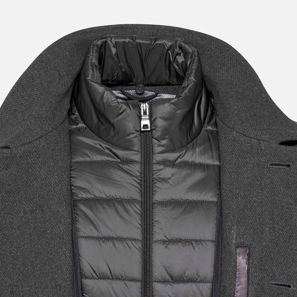 Long woollen coat MONREALE MAN Dark melange Gray - image number 3 | GEOX
