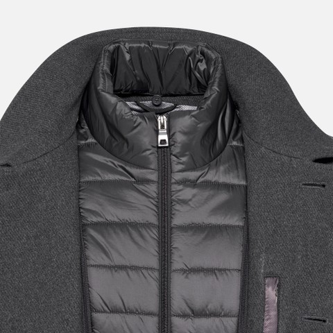 Long woollen coat MONREALE MAN Dark melange Gray - image number 3 | GEOX