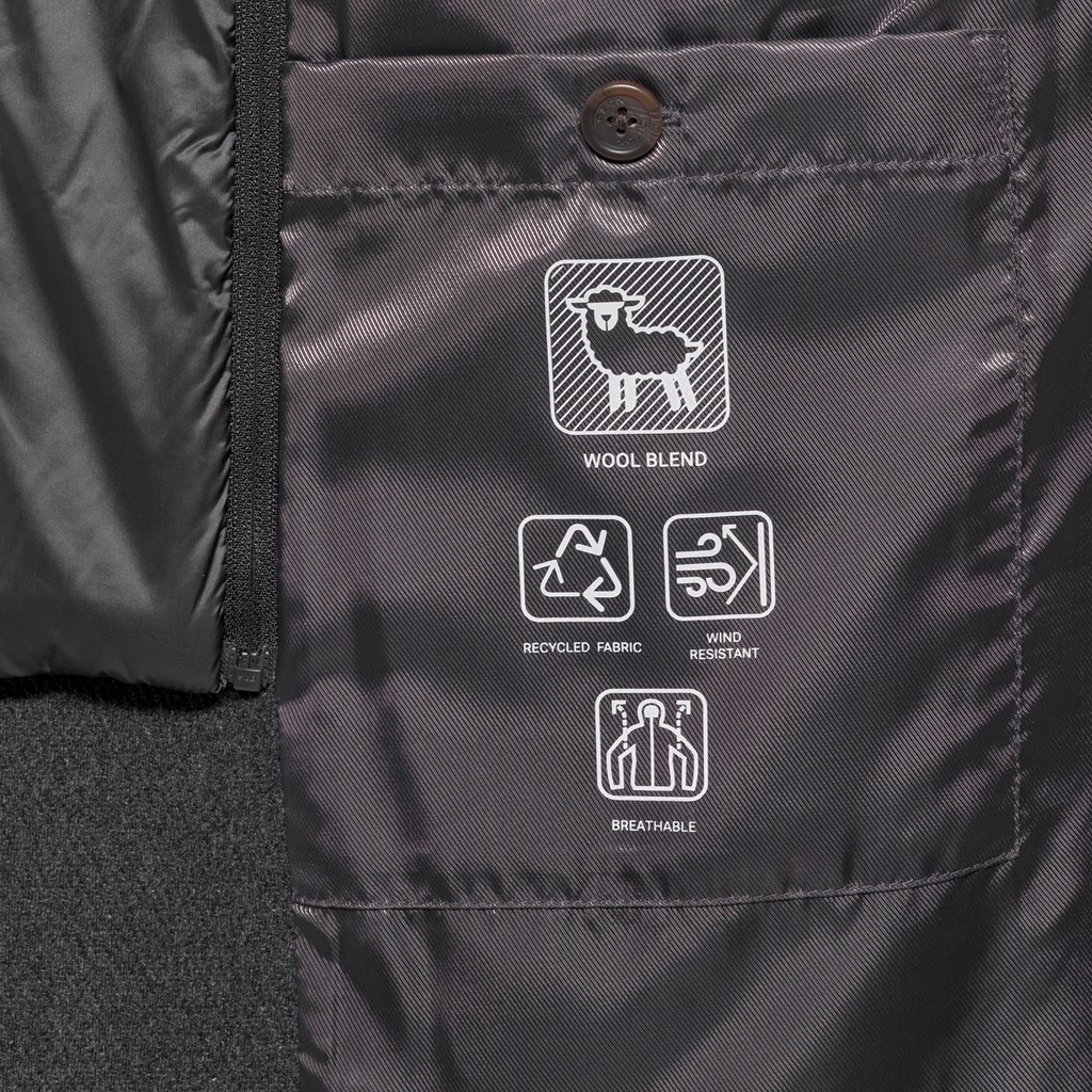 Long woollen coat MONREALE MAN Dark melange Gray - image number 9 | GEOX