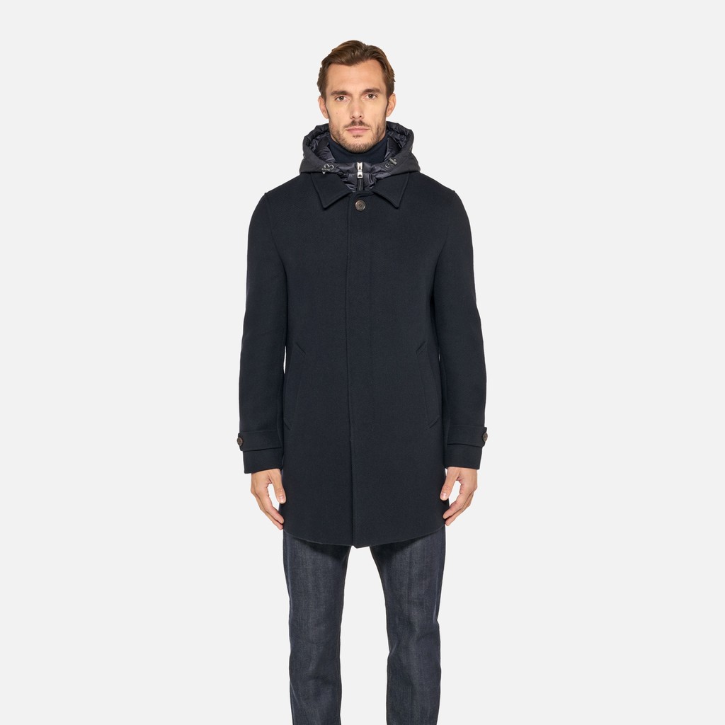 Long woollen coat MONREALE MAN Sky captain - image number 2 | GEOX