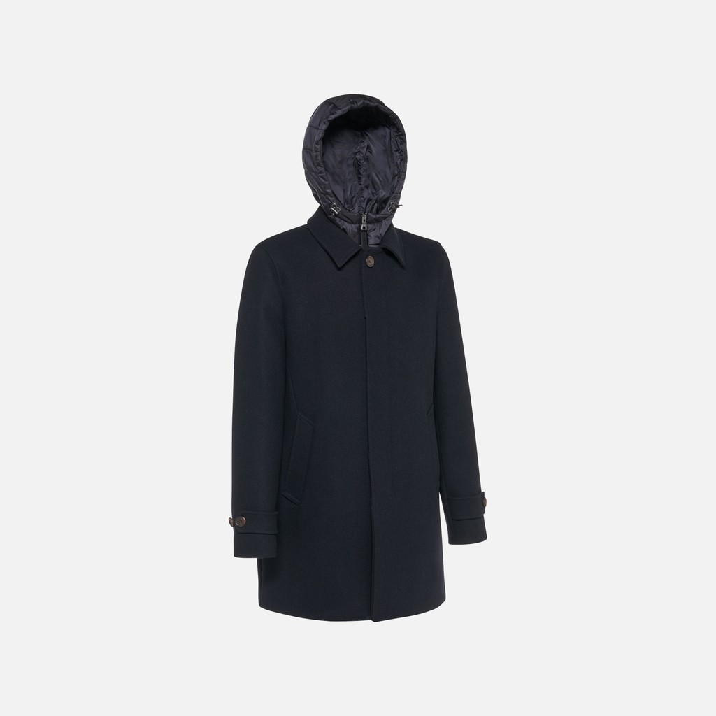 Long woollen coat MONREALE MAN Sky captain - image number 7 | GEOX