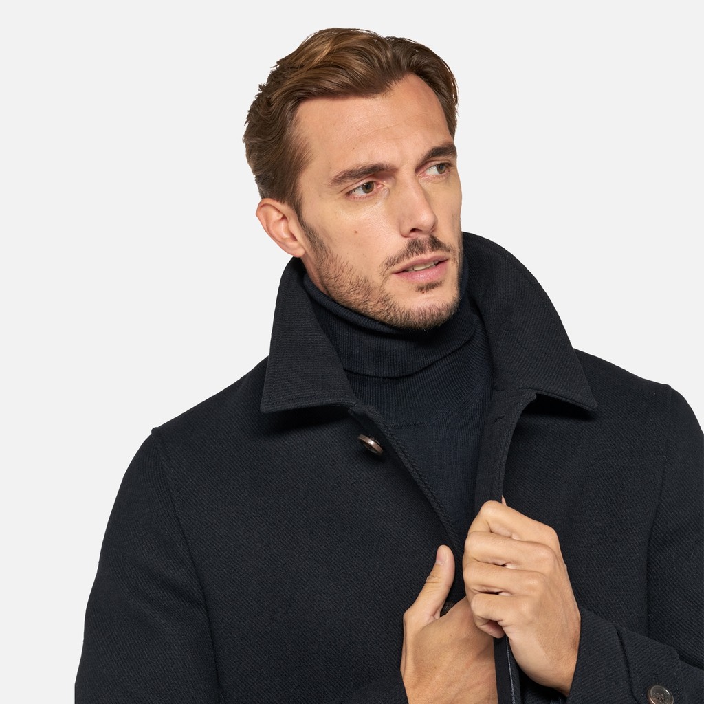 Long woollen coat MONREALE MAN Sky captain - image number 4 | GEOX