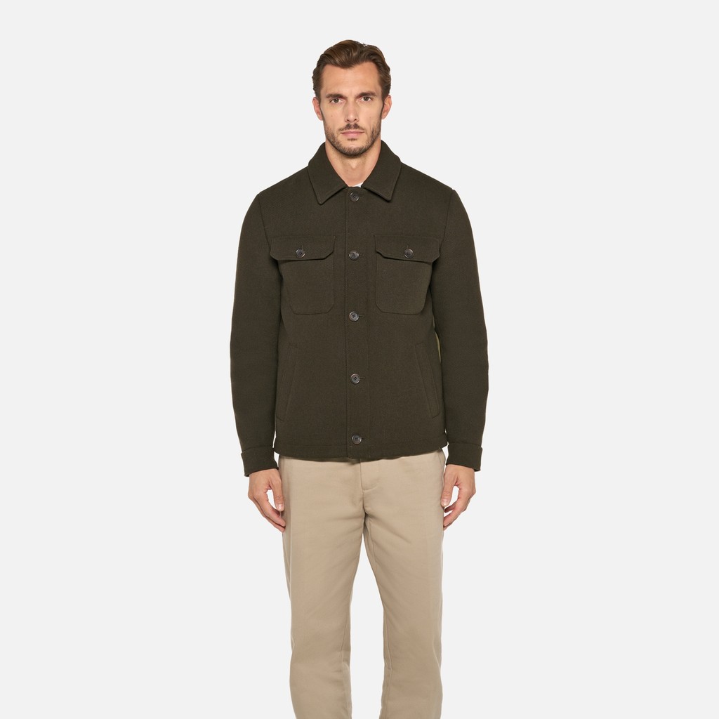Wind-breaker jacket HENREYS MAN Dark olive night/Dark olive night - image number 1 | GEOX