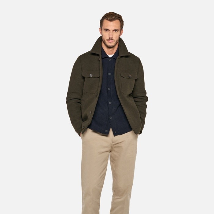 Wind-breaker jacket HENREYS MAN Dark olive night/Dark olive night | GEOX