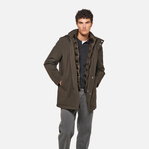 Weatherproof jacket ZACKERTY MAN Dark Olive Night - image number 0 | GEOX