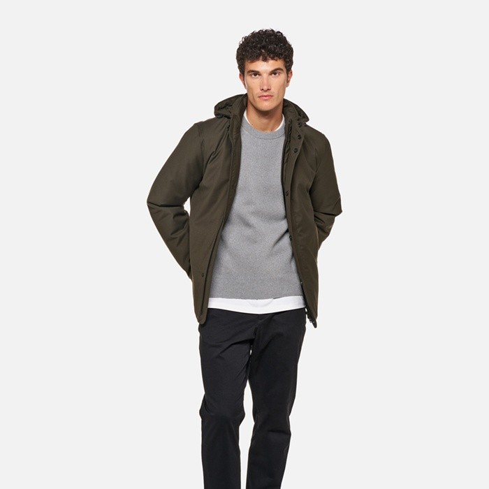 Quilted jacket RECANATI MAN Dark Olive Night | GEOX