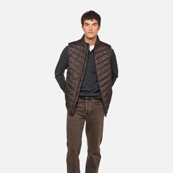 Doudoune sans manches WILMER HOMME Marron fonc&eacute; | GEOX