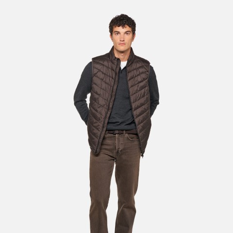 Doudoune sans manches WILMER HOMME Marron fonc&eacute; | GEOX
