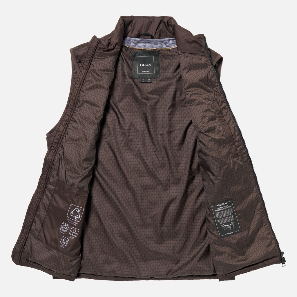 Doudoune sans manches WILMER HOMME Marron fonc&eacute; - image number 10 | GEOX