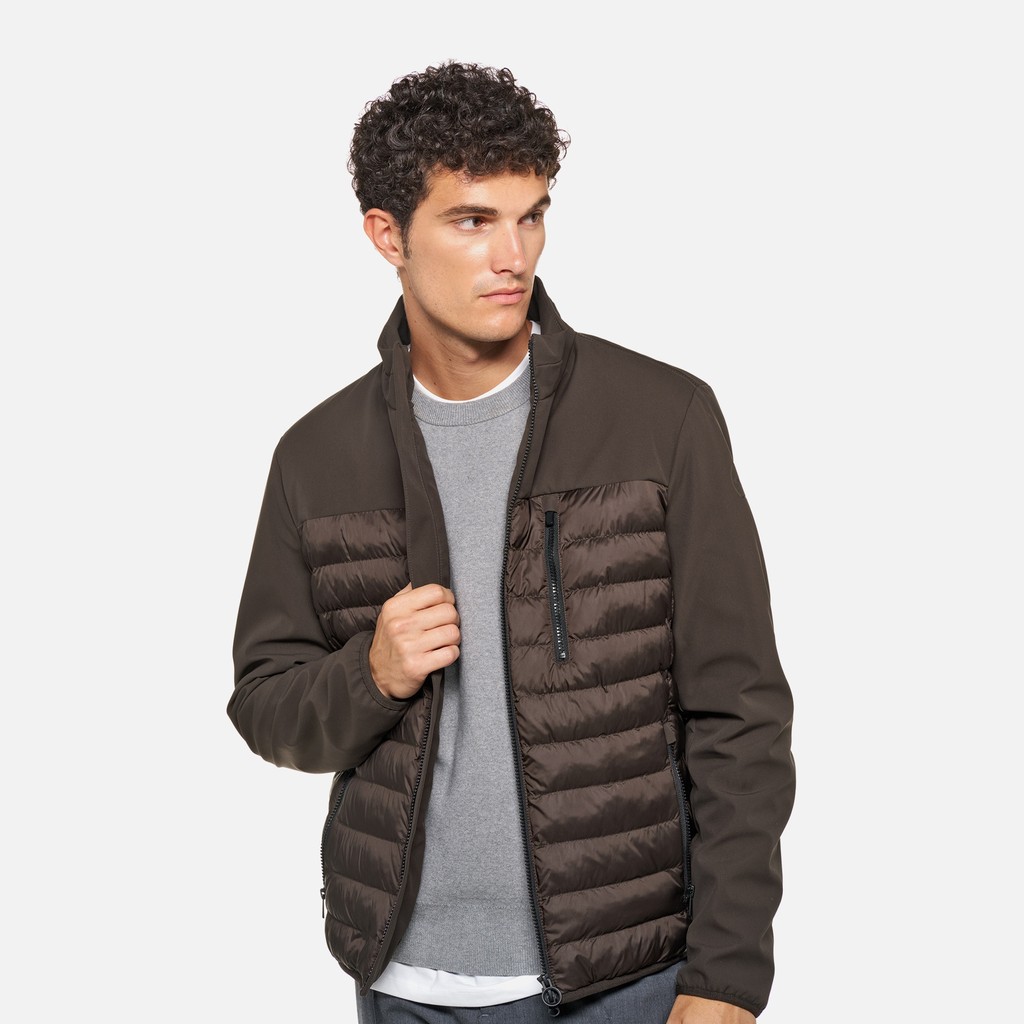 Short down jacket SPHERICA MAN Coffee bean/Coffee bean - image number 3 | GEOX
