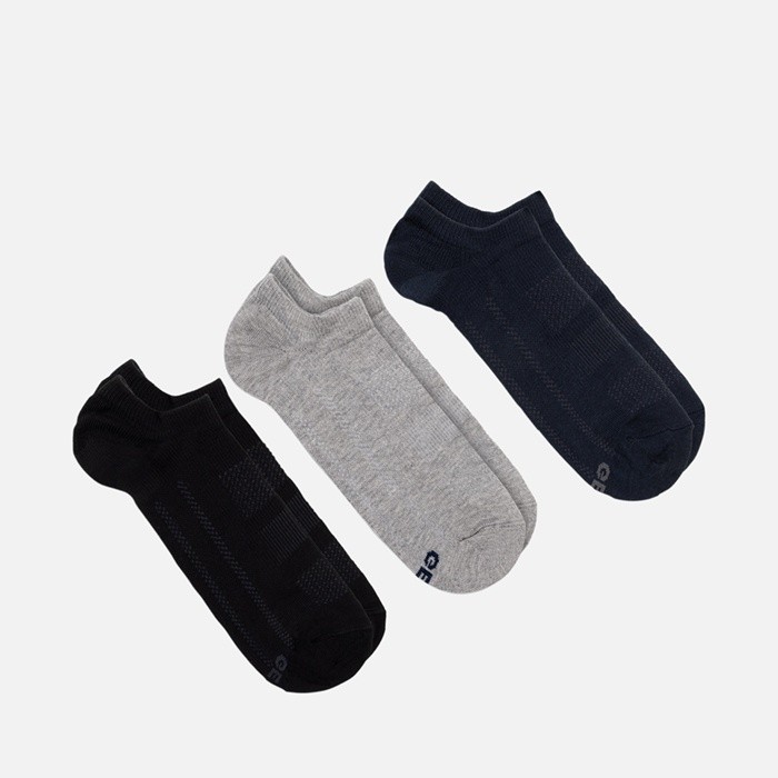 Calcetines cortos PACK CALCETINES&nbsp;2 PARES&nbsp;ADULTO Negro/Gris melange/Azul | GEOX