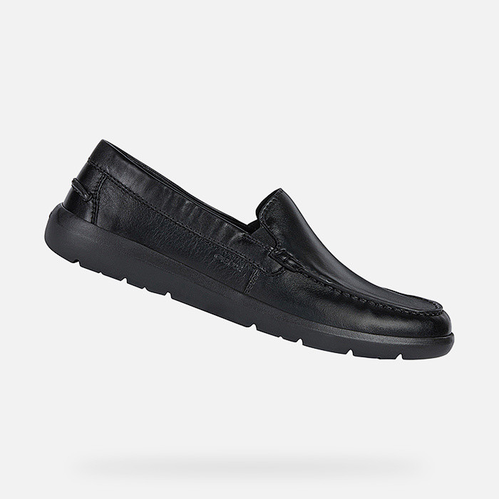 Leather loafers LEITAN MAN Black | GEOX