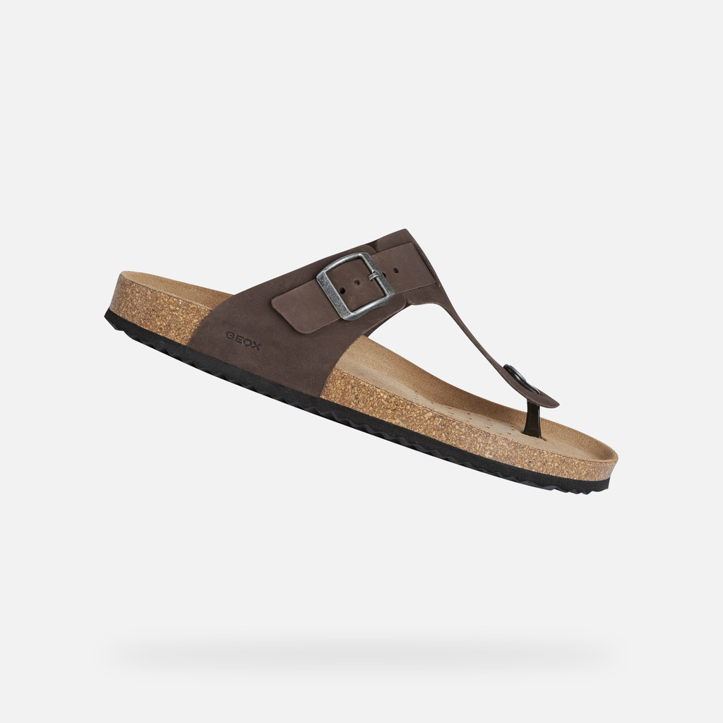 Slides shoes SANDAL GHITA MAN Dark Coffee | GEOX