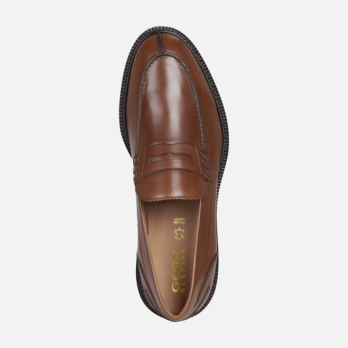 Maestro hobby Sømil Geox® ARTENOVA: Men's Cognac Leather Loafers | Geox® Cuoio