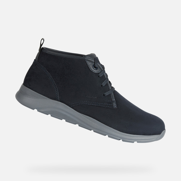 Geox® DAMIANO: Men's Navy blue Suede Ankle Boots | Geox®