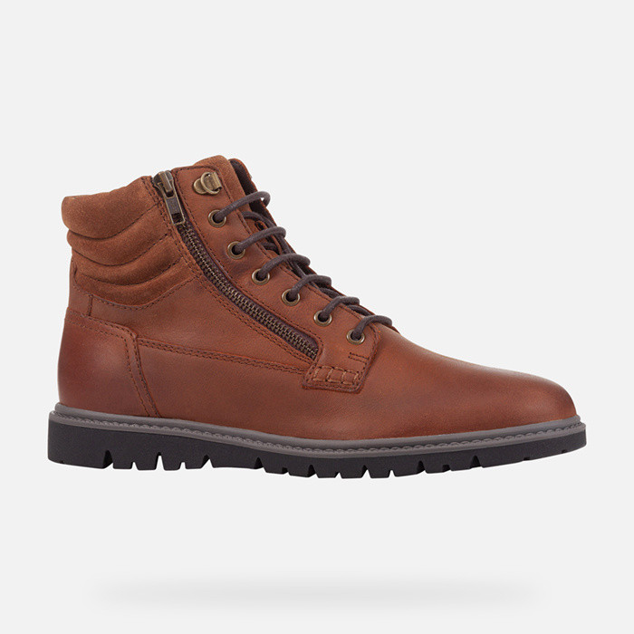 Leather ankle boots GHIACCIAIO MAN Cognac | GEOX