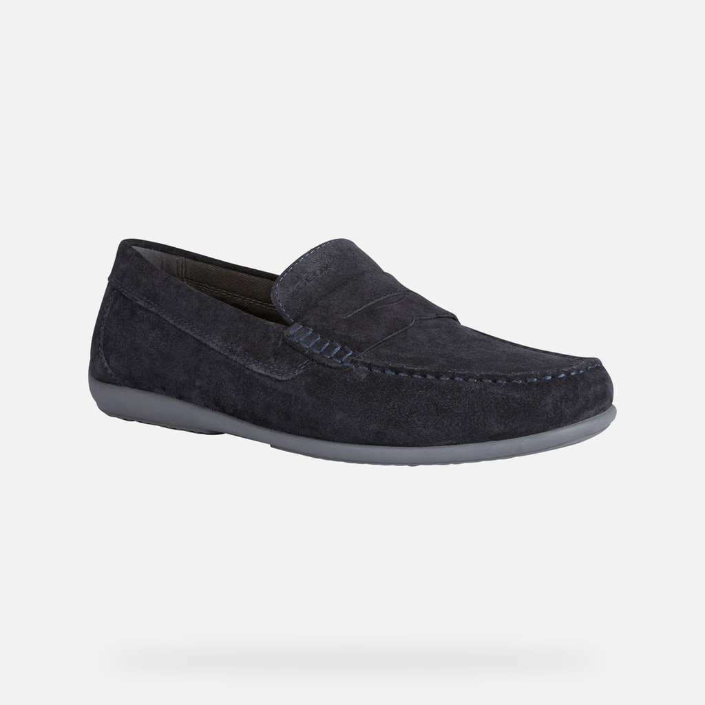 Geox® ASCANIO: Men's Navy Suede Loafers | Geox ® SS23