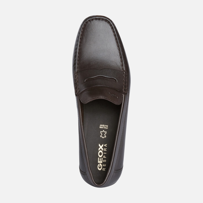 Stifte bekendtskab vest sammensnøret Geox® ASCANIO: Men's Coffee Leather Loafers | FW22 Geox®