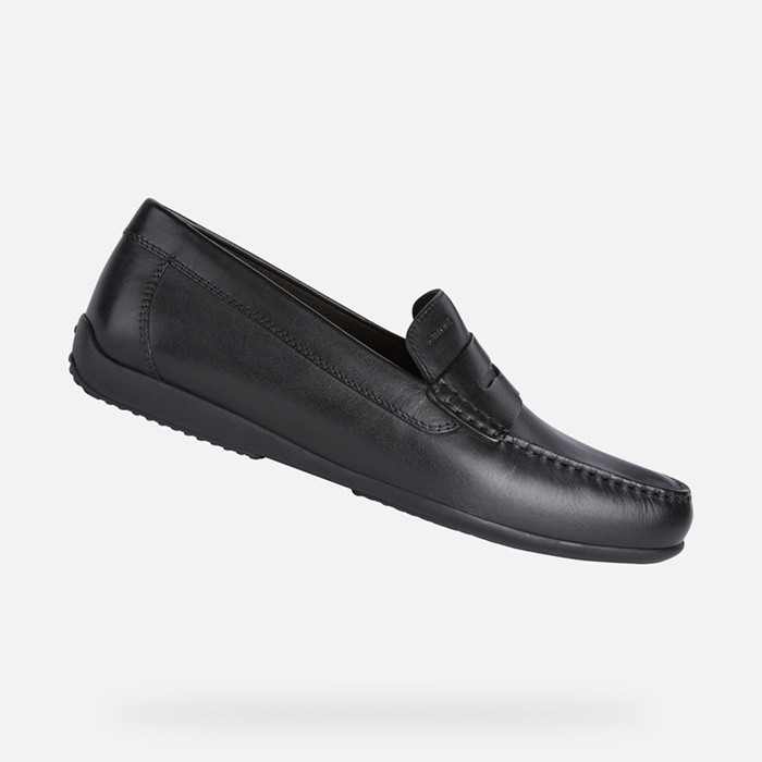 Leather loafers ASCANIO MAN Black | GEOX