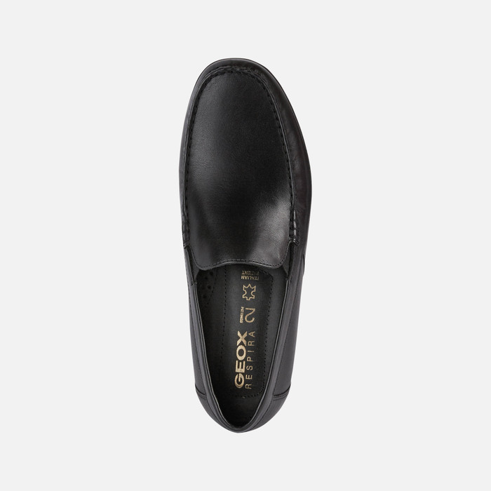 Geox® SILE 2 FIT: Men's Black Leather Loafers | FW22 Geox®