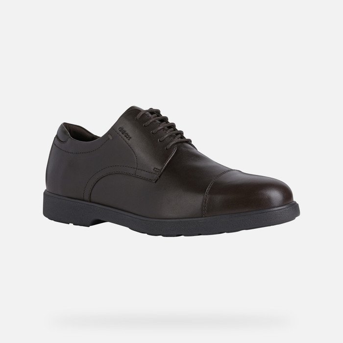Geox® SPHERICA EC11: Men's Coffee Leather Shoes | Geox®