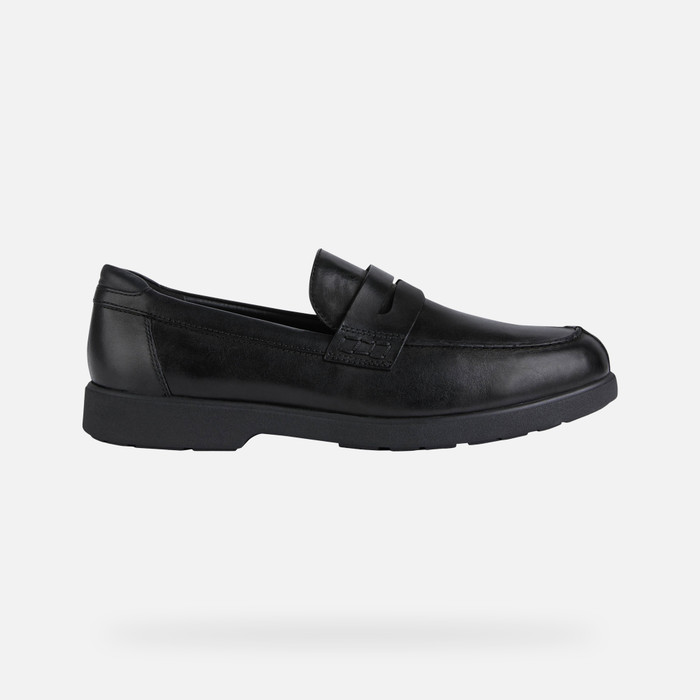 Geox® SPHERICA EC11: Men's Black Leather Loafers | Geox