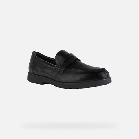 Geox® SPHERICA EC11: Men's black Leather Loafers | Geox®