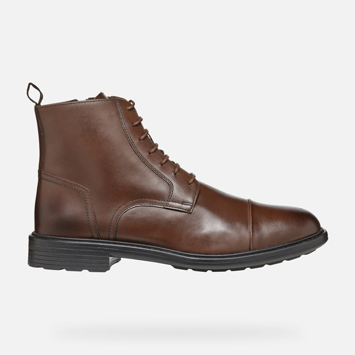 Leather ankle boots WALK PLEASURE MAN Cognac | GEOX