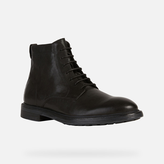 Geox® AURELIO: Men's Black Leather Ankle Boots | Geox® FW22