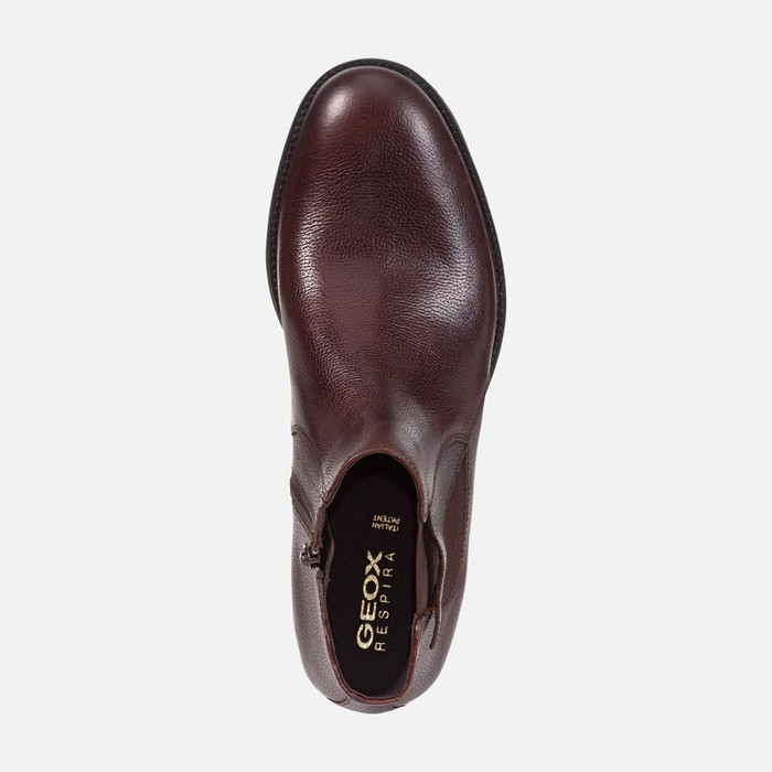 Picket George Hanbury fajance Geox® JAYLON: Men's Dark coffee Leather Ankle Boots | Geox®