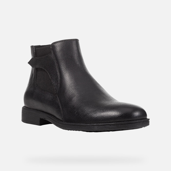 Geox® JAYLON: Men's Black Leather Ankle Boots | FW22 Geox®