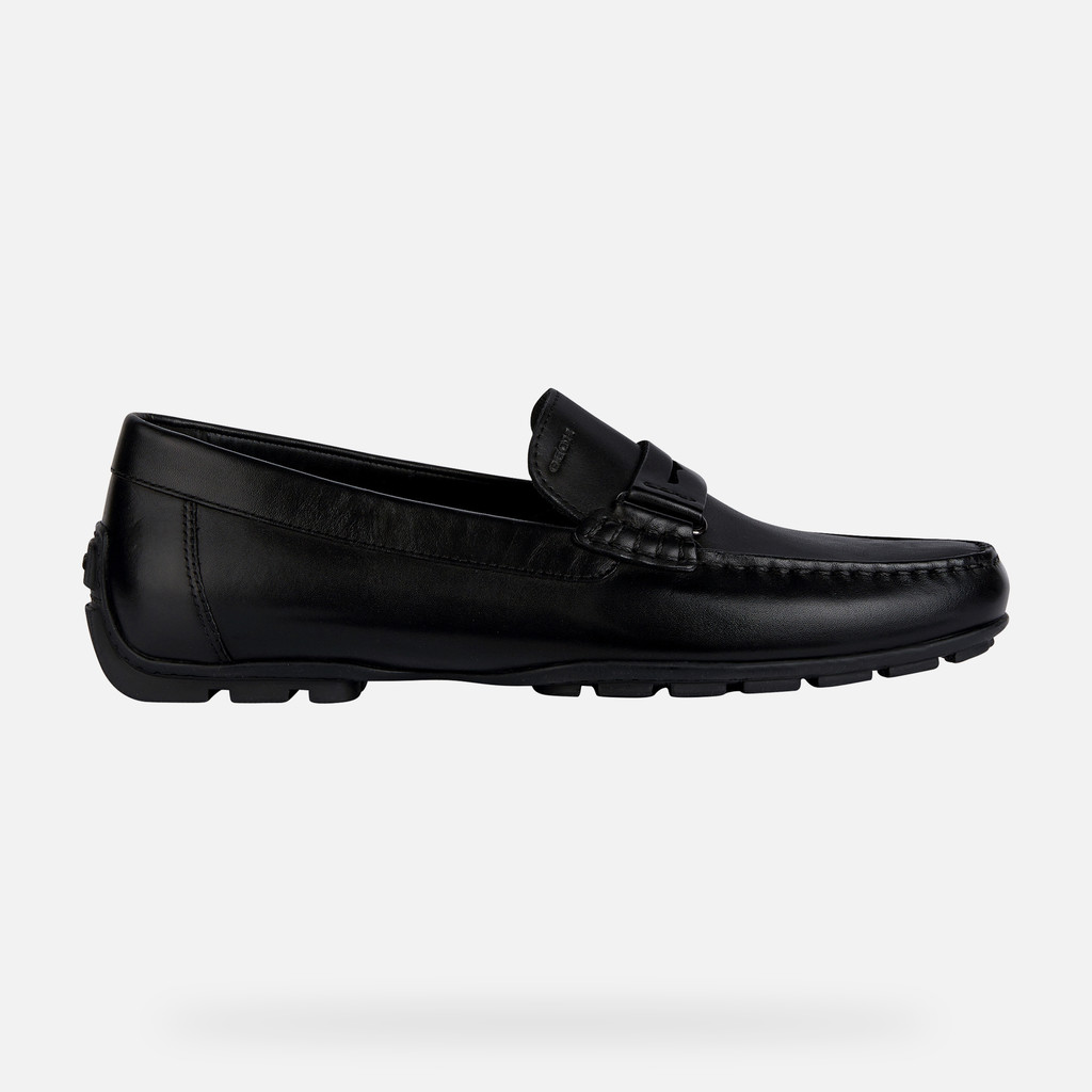 Geox® MONER: Black Leather Loafers for Men | Geox