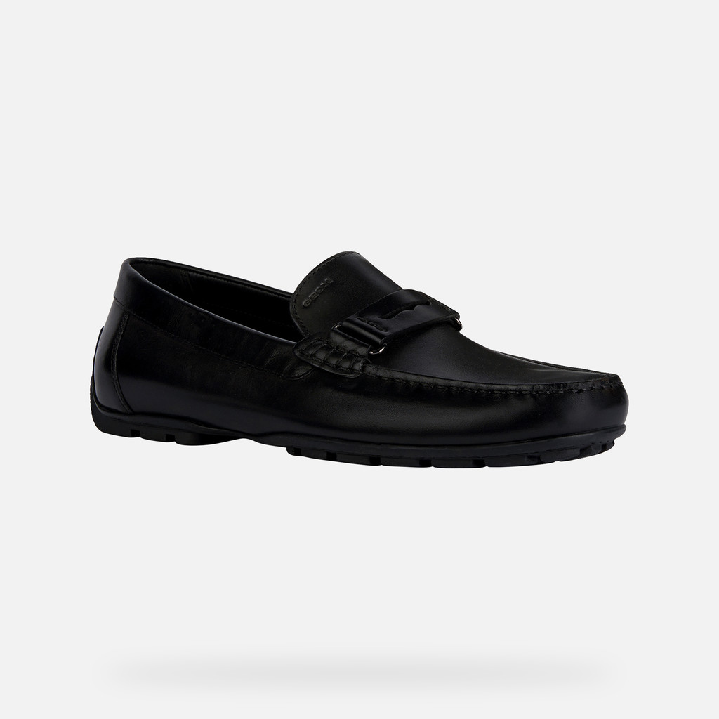 Geox® MONER: Black Leather Loafers for Men | Geox