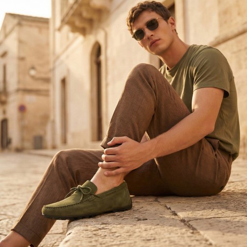 Mocassini scamosciati KOSMOPOLIS + GRIP UOMO Verde - image number 1 | GEOX