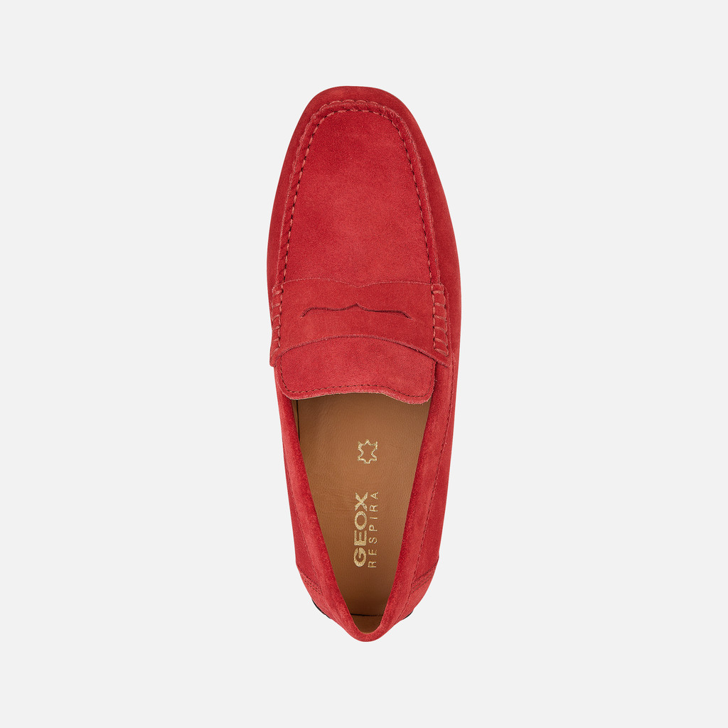 Geox® KOSMOPOLIS + GRIP: Men's red Suede Loafers | Geox®