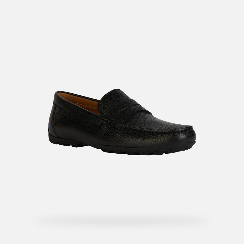 Geox® KOSMOPOLIS + GRIP MAN: Black leather loafers | Geox