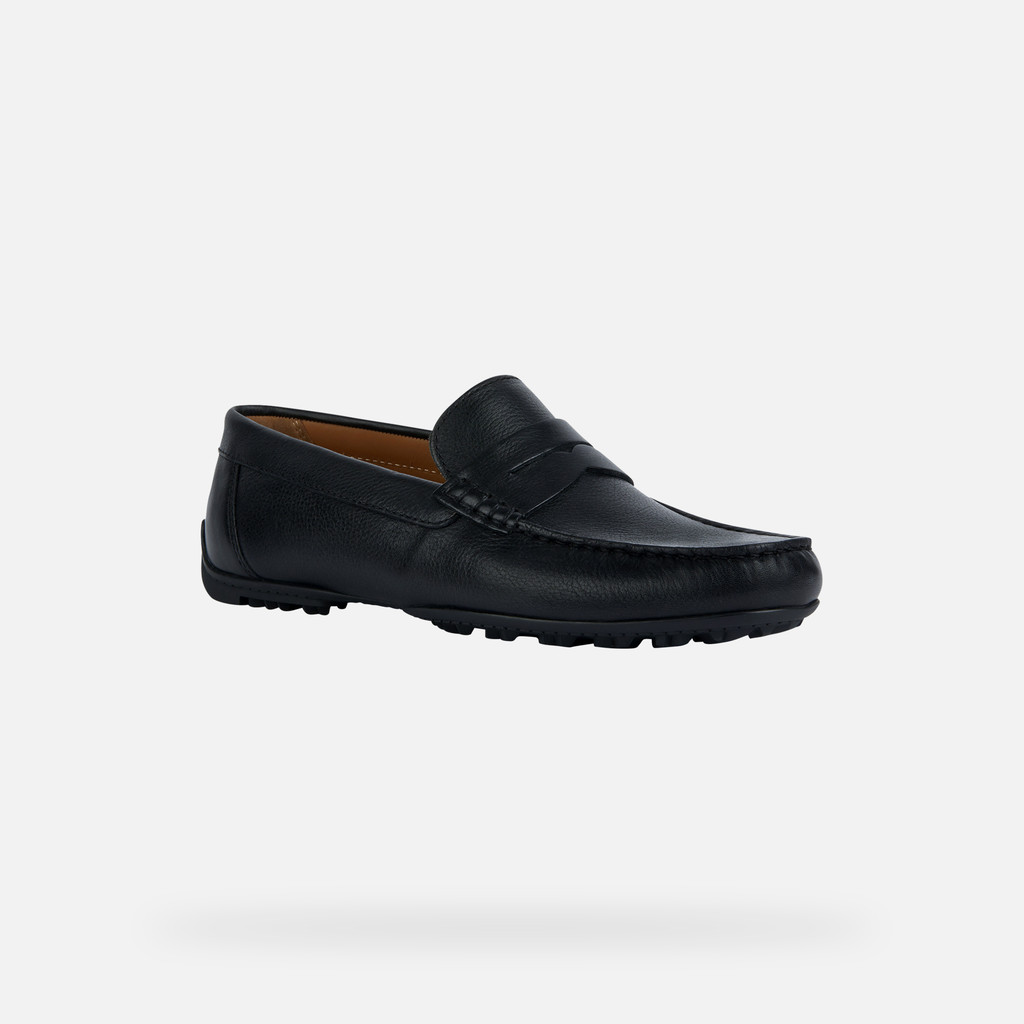 Geox® KOSMOPOLIS +GRIP W: Leather Loafers black Man | Geox®