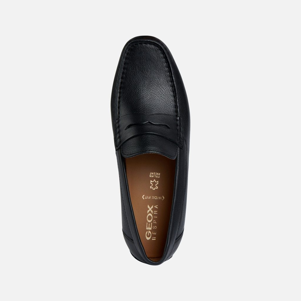 Geox® KOSMOPOLIS +GRIP W: Leather Loafers black Man | Geox®